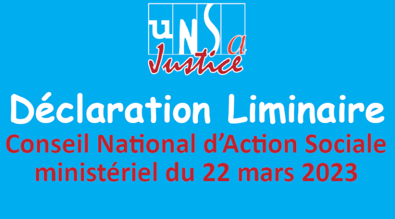 Déclaration liminaire : Conseil National d’Action Sociale ministériel du 22 mars 2023